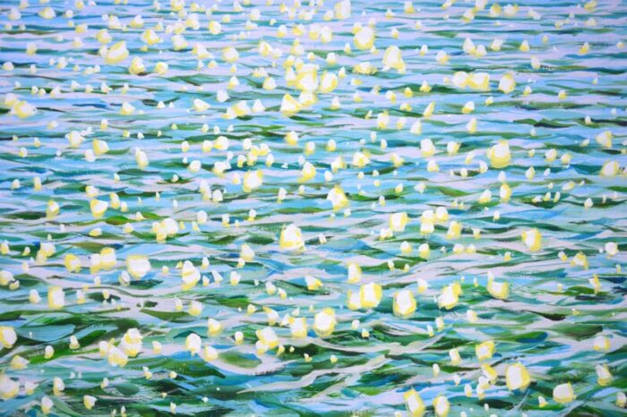 glare in emerald water original contemporary painting 7379