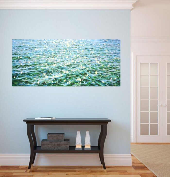 glare in emerald water original contemporary painting 8103