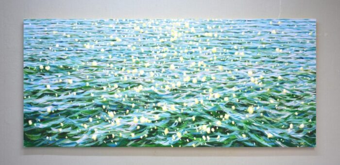 glare in emerald water original contemporary painting 9985