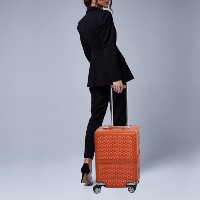 goyard orange ine coated canvas bourget pm trolley case 1518