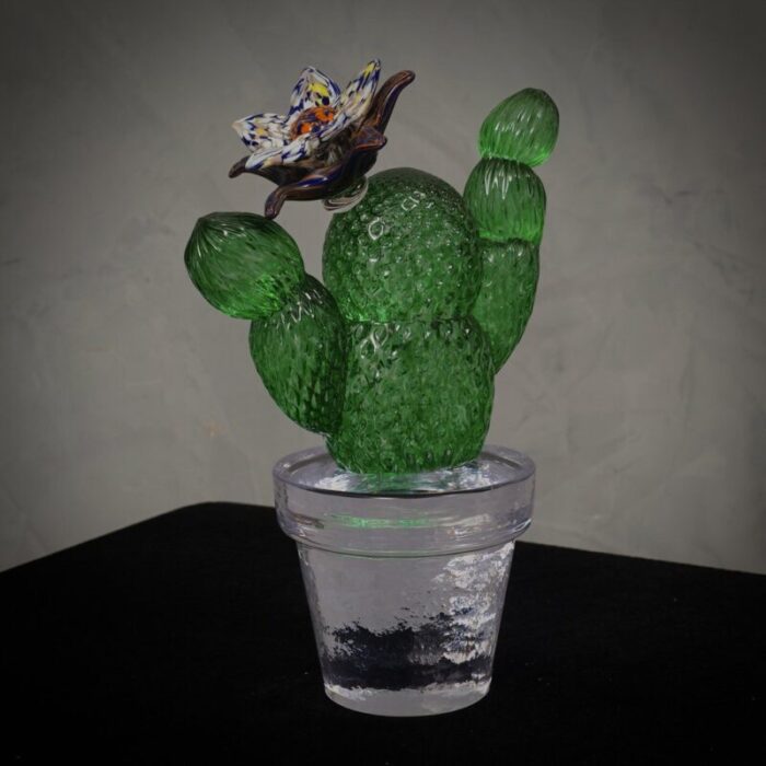 green art glass cactus plant by marta marzotto 1990 1