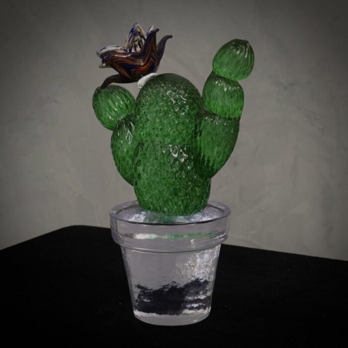 green art glass cactus plant by marta marzotto 1990 6