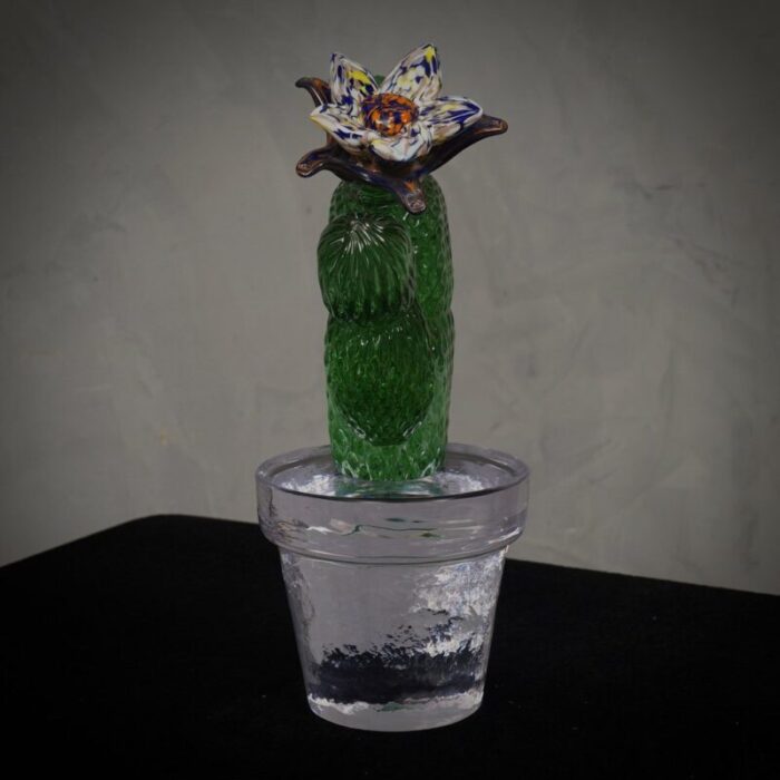 green art glass cactus plant by marta marzotto 1990 7