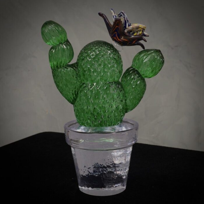 green art glass cactus plant by marta marzotto 1990 8