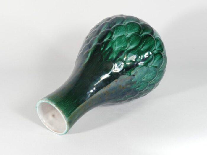 green ceramic vase by vicke lindstrand for upsala ekeby 1950s 13