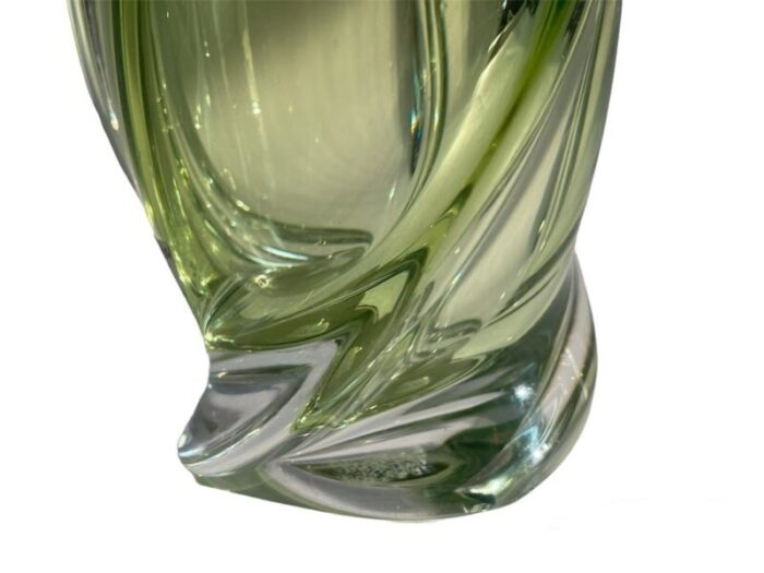 green crystal vase by val st lambert 1970s 5