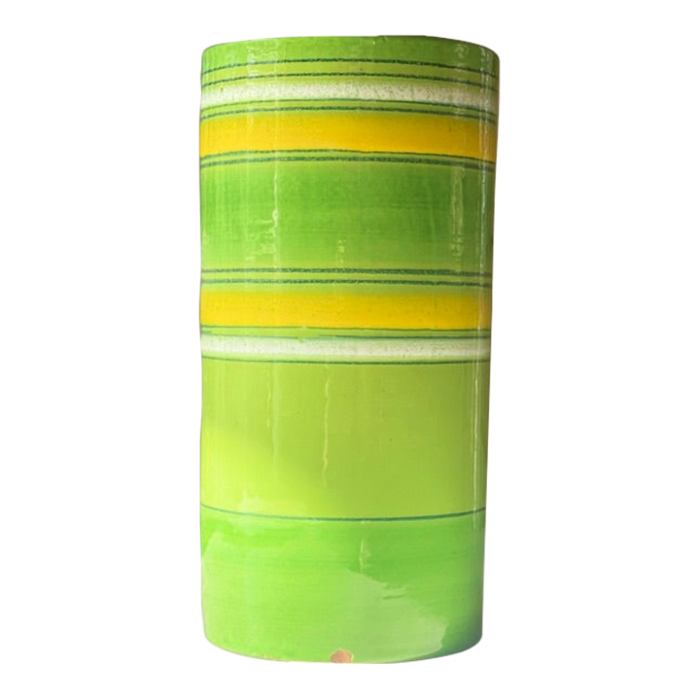 green cylindrical vase by aldo londi for bitossi italy circa 1970s 0172