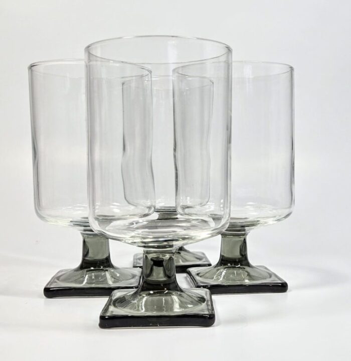 grey square footed goblets set of four 3667