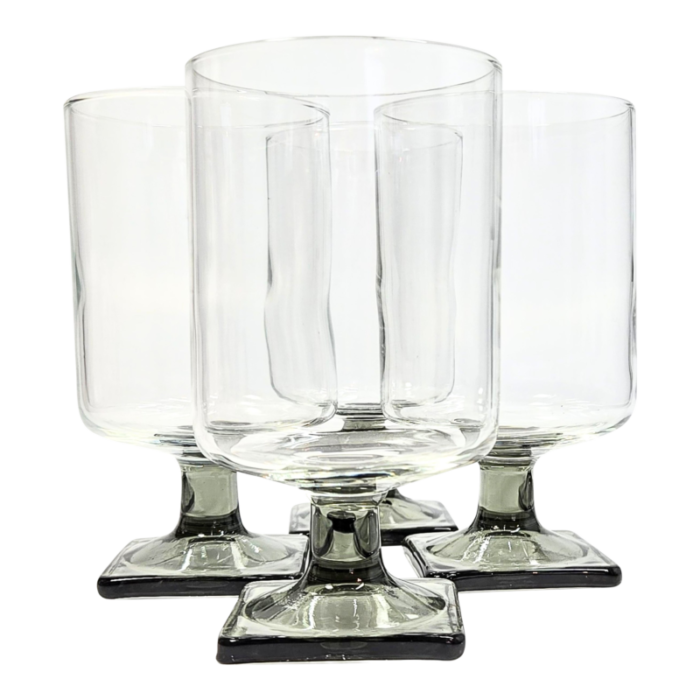 grey square footed goblets set of four 6159