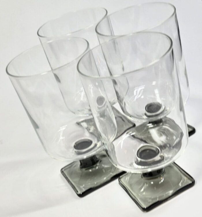 grey square footed goblets set of four 8853