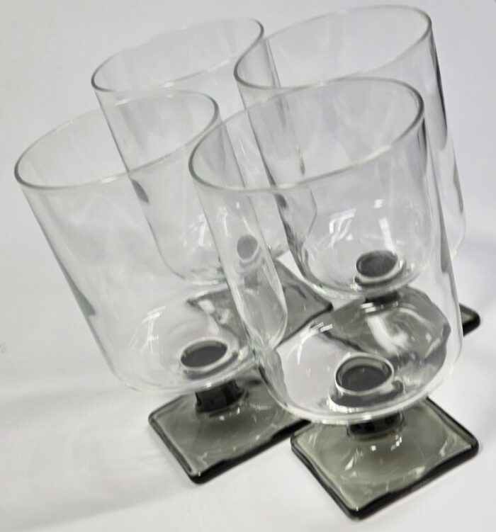 grey square footed goblets set of four 9433