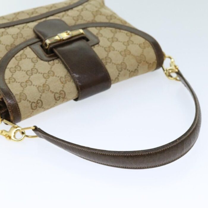 gucci gg canvas shoulder bag 2way beige auth 73227 2861