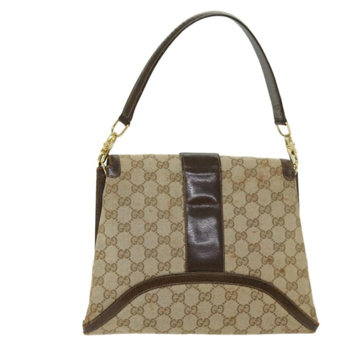 gucci gg canvas shoulder bag 2way beige auth 73227 4902