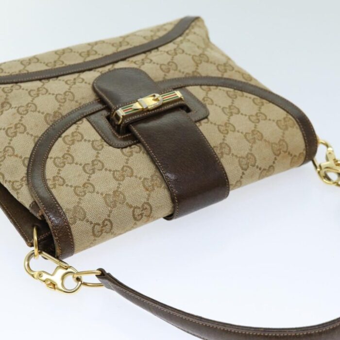 gucci gg canvas shoulder bag 2way beige auth 73227 9330