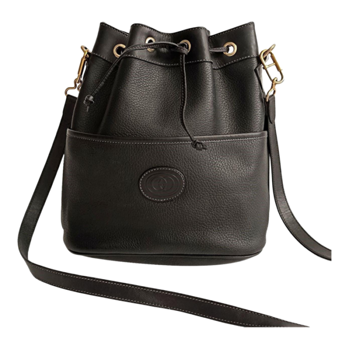 gucci gucci gucci vintage black leather bucket bag 4950