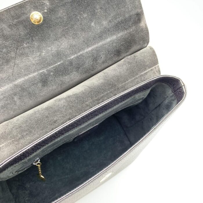 gucci vintage dark grey leather bamboo handle box handbag bag 3045