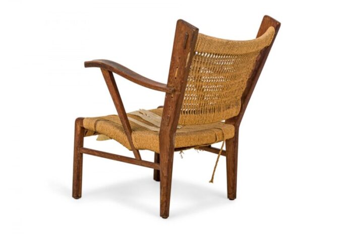 guglielmo pecorini italian mid century woven rope and wood armchair 5276