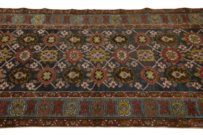 handmade designed from the 1900s antique bidjar wool runner in blue 0221