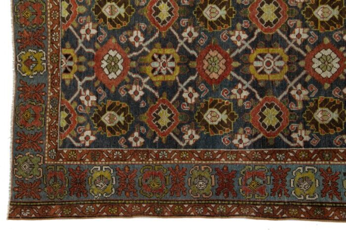 handmade designed from the 1900s antique bidjar wool runner in blue 3895