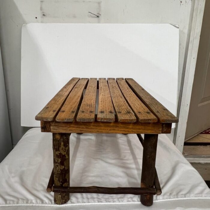 handmade rustic farmhouse french country wood slat garden plant bench or footstool 3386