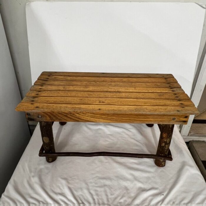 handmade rustic farmhouse french country wood slat garden plant bench or footstool 5531