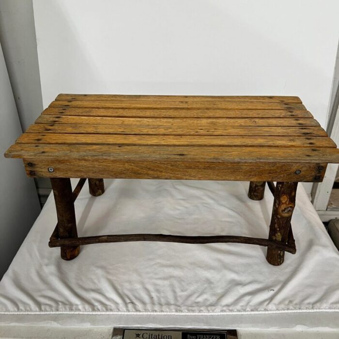 handmade rustic farmhouse french country wood slat garden plant bench or footstool 8882