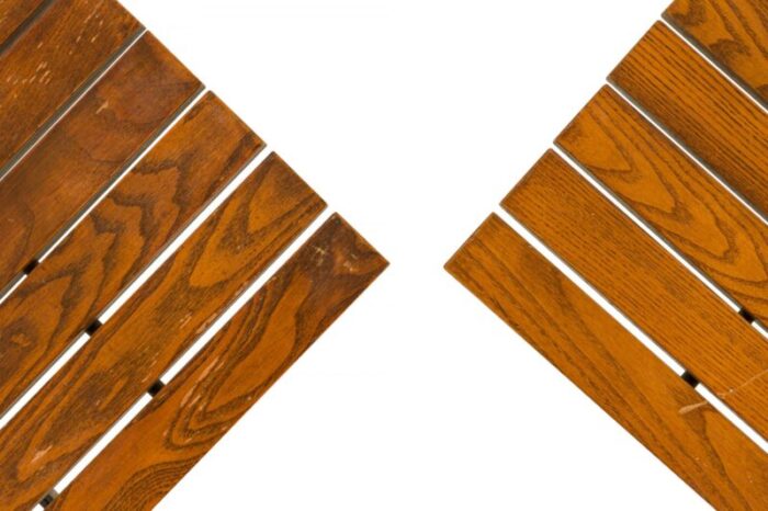 harry bertoia for knoll associates mid century wooden slat and metal y frame benches a pair 2305