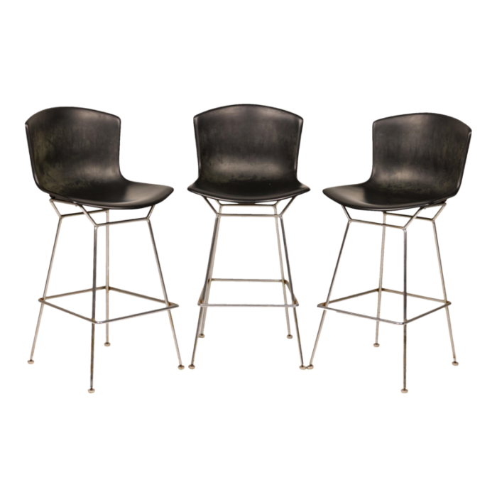 harry bertoia for knoll international mid century american black bucket barstools set of 3 5981