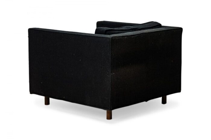 harvey probber american mid century cube form black textured fabric upholstered lounge armchair 5129