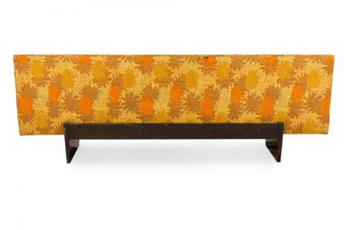 harvey probber american mid century gold and orange patterned upholstered sled base sofa 3977