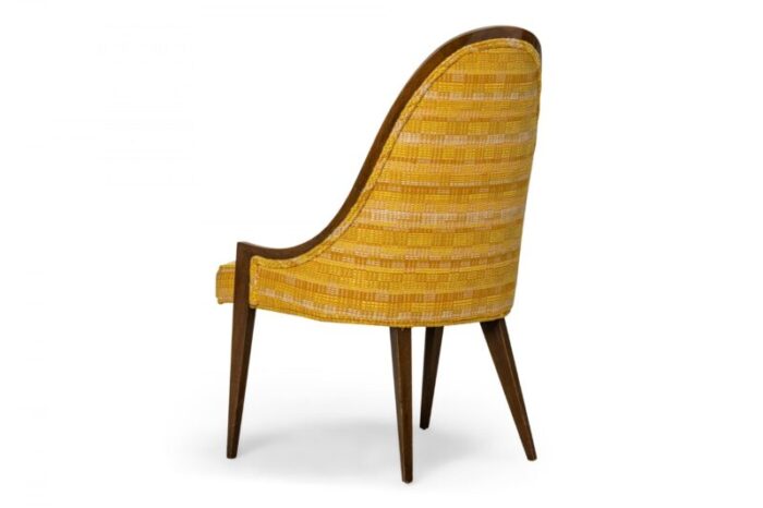 harvey probber american mid century gondola mahogany and gold woven upholstery pull up side chair 8946