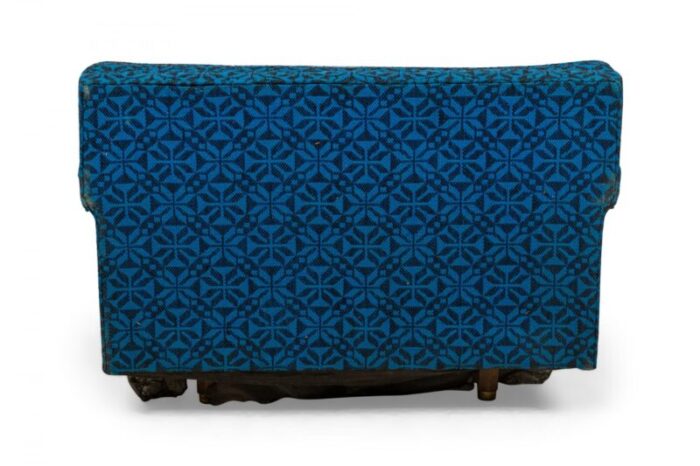 harvey probber american mid century oversized blue patterned upholstered lounge armchair 2662