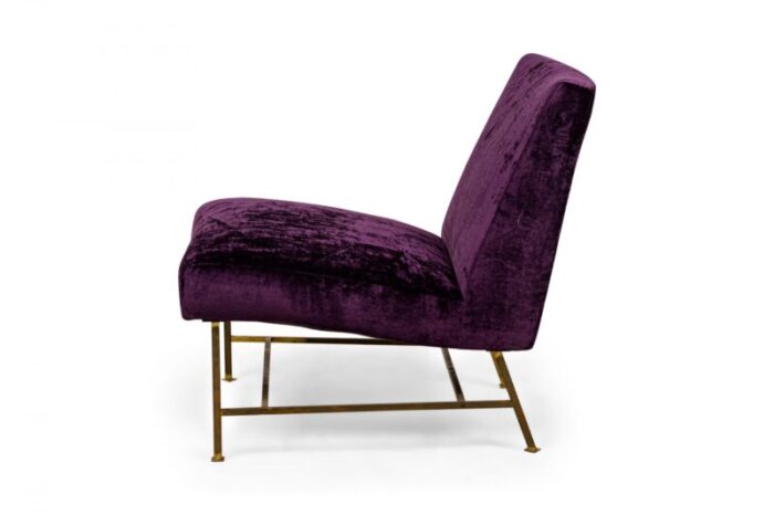 harvey probber american mid century purple velour and brass slipper chair 5595