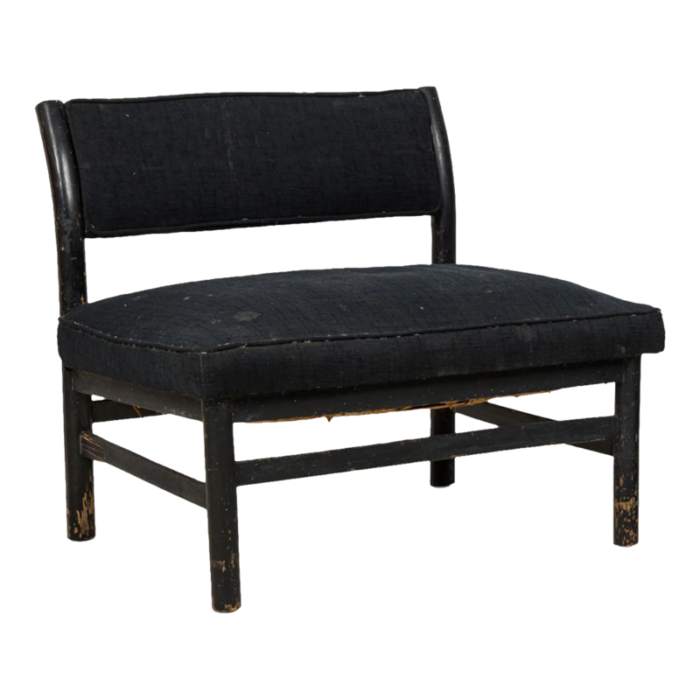 harvey probber mid century american extra wide black upholstered slipper chairs a pair 4515