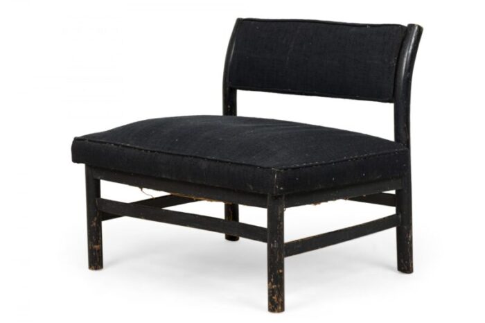 harvey probber mid century american extra wide black upholstered slipper chairs a pair 5169