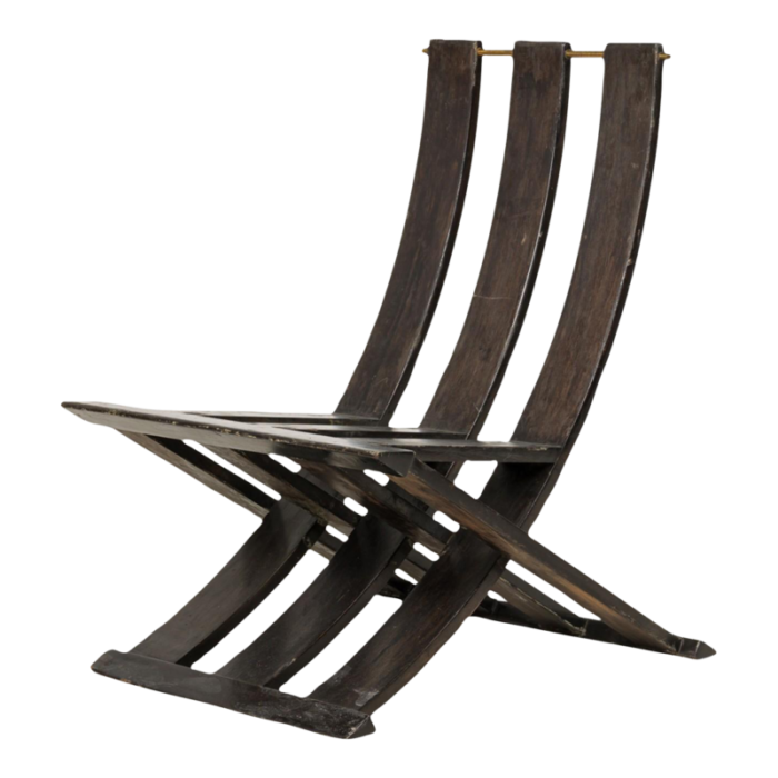 harvey probber mid century american painted black wood scissor lounging deck chair 7357