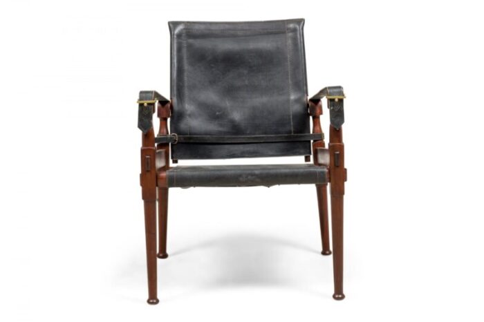 hayat brothers pakistani mid century roorkee safari black leather sling campaign chairs a pair 6550