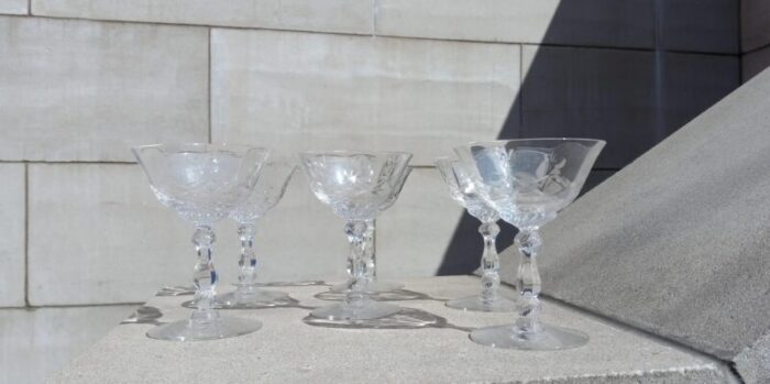 heisey barcelona set of 6 champagne tall sherbet glasses 1940 1957 0164