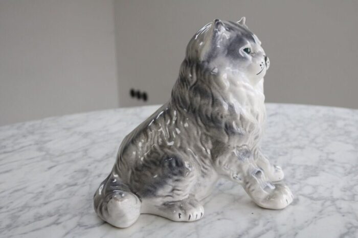 hollywood regency ceramic cat figurine 1970s 2