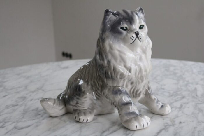 hollywood regency ceramic cat figurine 1970s 6