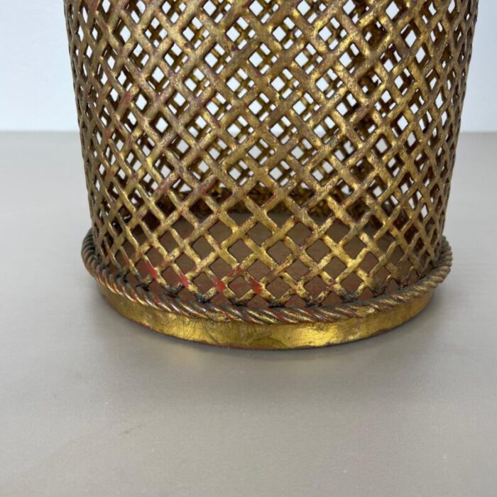 hollywood regency gilded waste paper basket by li puma 1950s 12