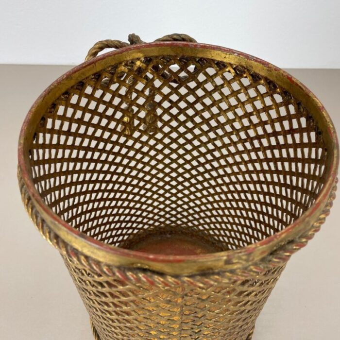 hollywood regency gilded waste paper basket by li puma 1950s 18