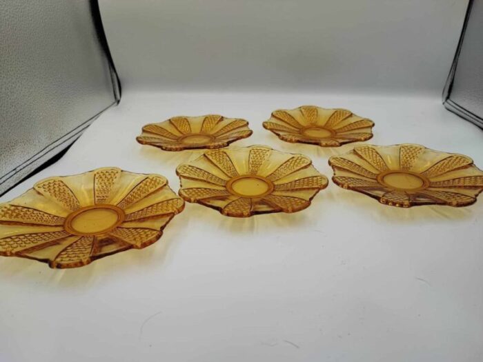 honey dessert plates from zabkowice steelworks 1970s set of 5 2