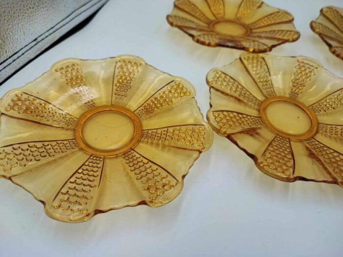 honey dessert plates from zabkowice steelworks 1970s set of 5 3