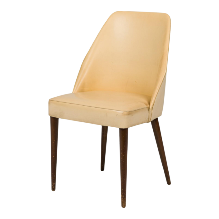 ico parisi for singer and sons mid century beige leather side game chairs a pair 5866