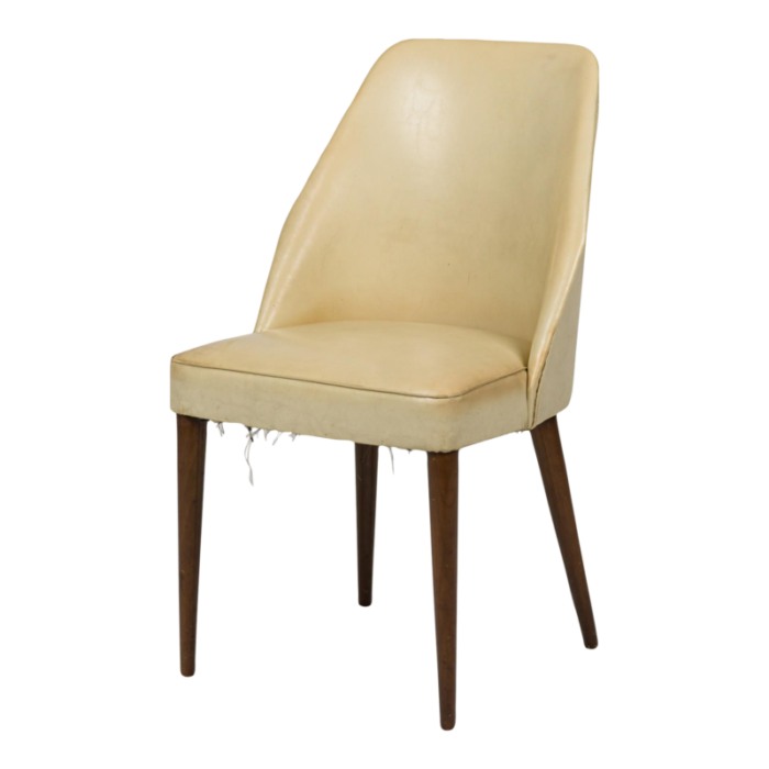 ico parisi for singer and sons mid century beige leather side game chairs a pair 6329