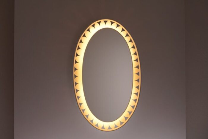 illuminated oval mirror by ernest igl for hillebrand 1970s 4