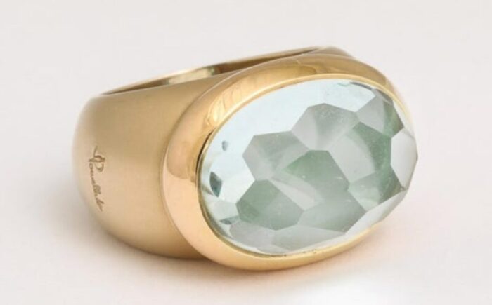 italian 750 gold and faceted aquamarine ring size 6 12 1220