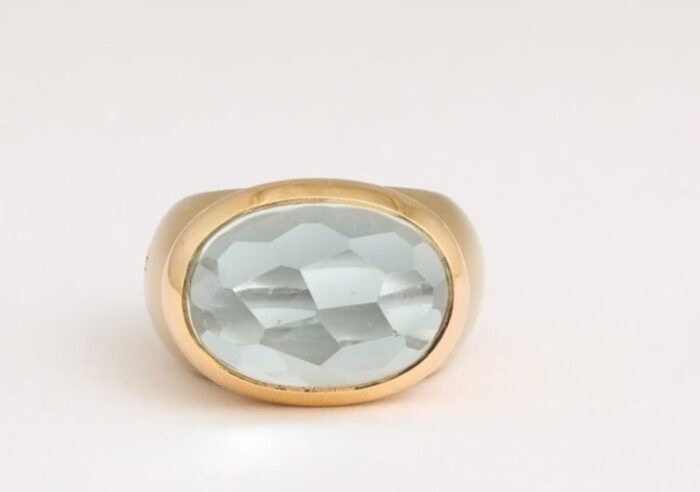 italian 750 gold and faceted aquamarine ring size 6 12 2334