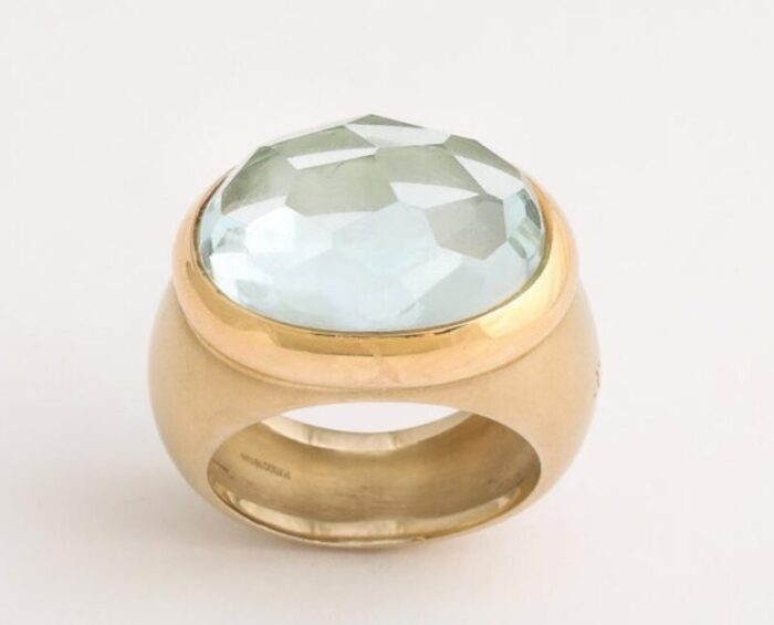 italian 750 gold and faceted aquamarine ring size 6 12 6045